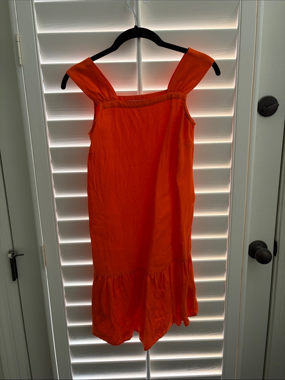 LOFT Size XXS Vibrant Orange Ruffle-Hem Sundress